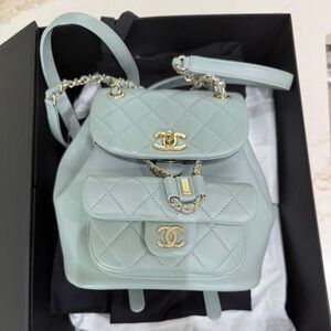 NEW CHANEL Light Blue Duma Lambskin Backpack